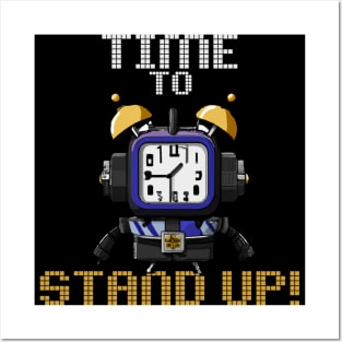 Time To Stand Up, Funny Surreal Steampunk Alarm Clock Robot Posters and Art